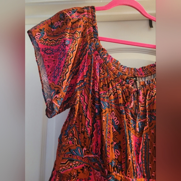 Torrid Red Pink Puff Sleeve Off-Shoulder Midi Dress - Picture 3 of 11